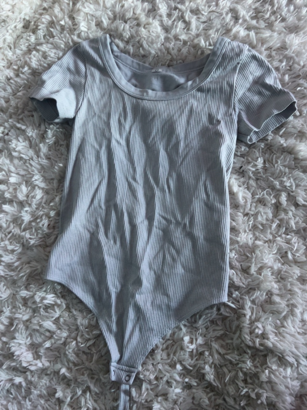 Kids Ribbed One-Piece Bodysuit in Light Gray
